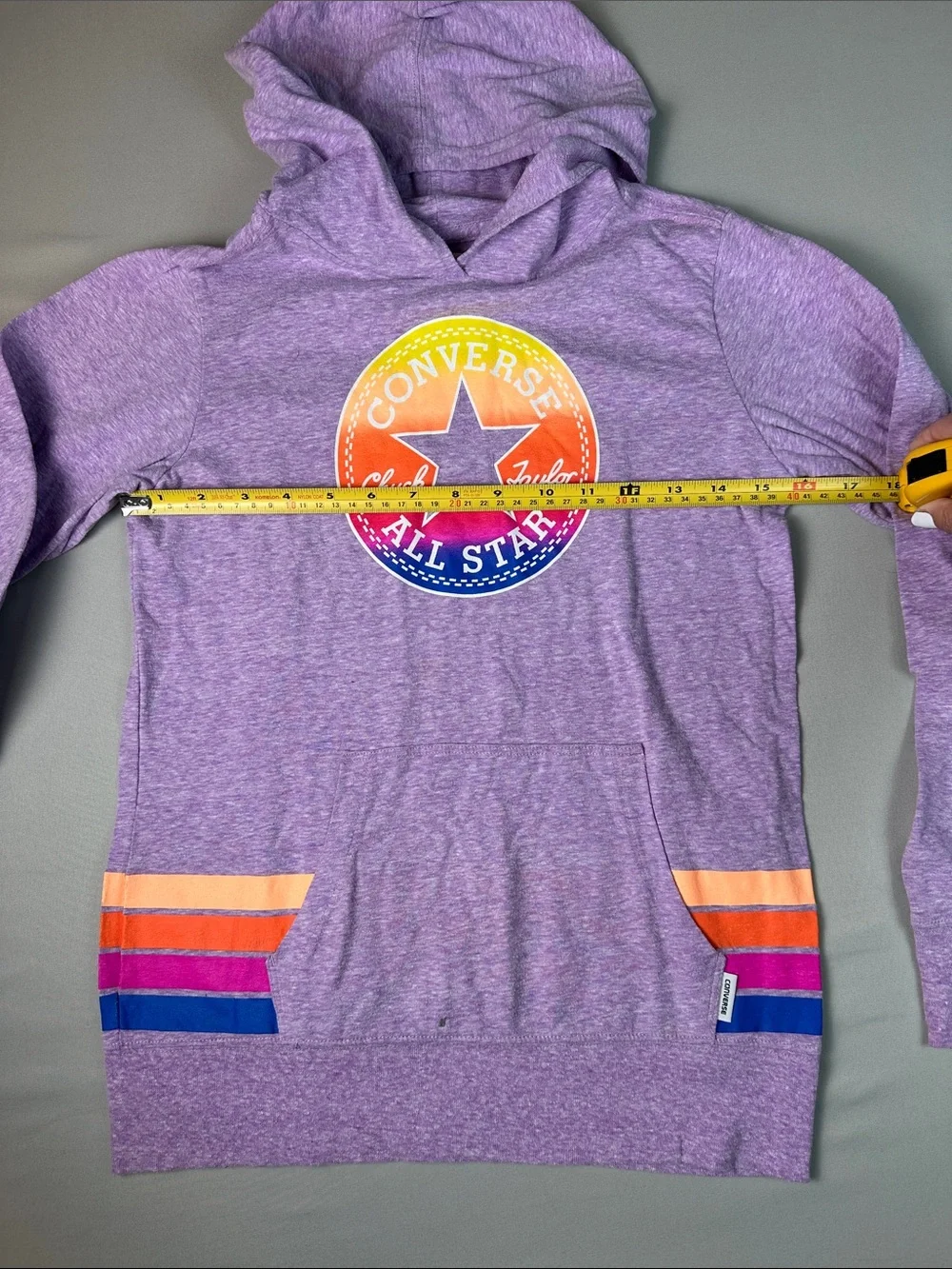 Converse Girls Long Sleeve Hooded Shirt Kids Purple Hoodie Size Large